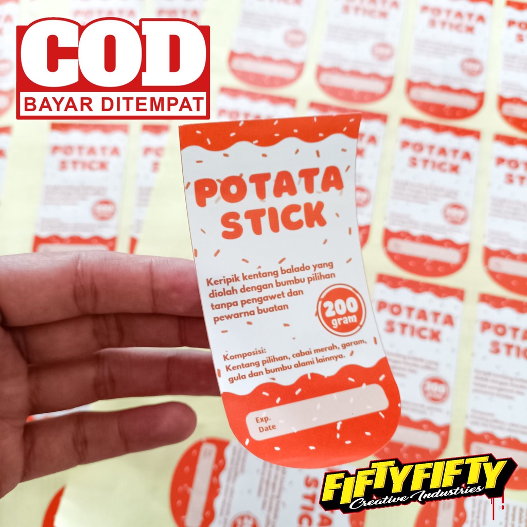 Cetak Stiker Label Makanan / Label Kemasan / Label Minuman Ukuran A3+ Sudah Cutting Pola