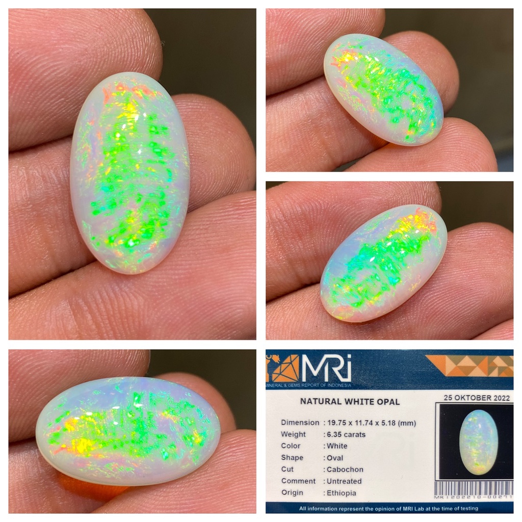 Natural 6.35ct Batu Kalimaya susu White Opal Top Jarong Ethiopia