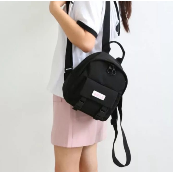 Ransel Anak polos remaja selempang bahan Kanvas Terbaru - Tas wanita ransel mini