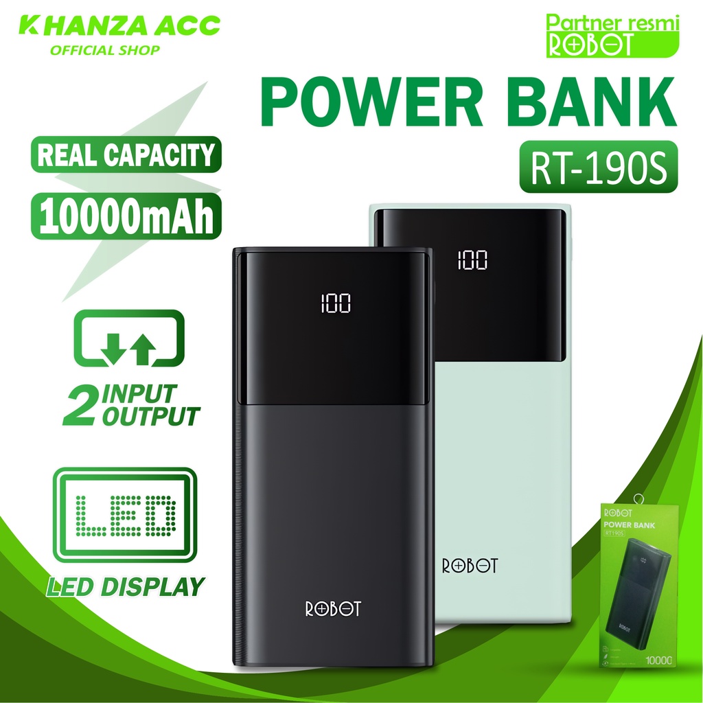 KHANZAACC ROBOT RT190S Powerbank 10000mAh Dual Port Input Output