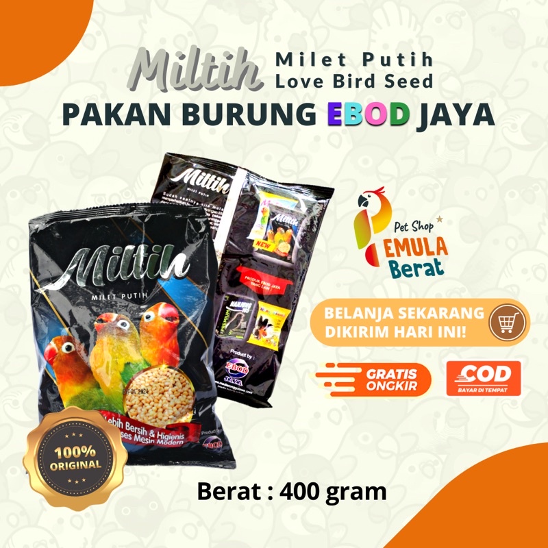 PAKAN BURUNG MILTIH MILET PUTIH PAKAN LOVEBIRD BIJI MILET MERK MILTIH MILTIH PRODUK EBOD