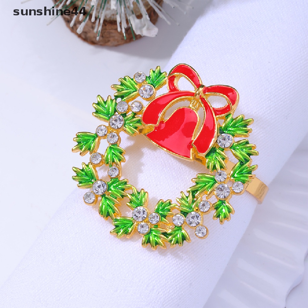 Sunshine Cincin Serbet Motif Santa Claus Natal Bahan Metal Untuk Dekorasi Meja