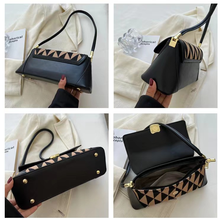 BJ61438 - BLACK/BROWN/COFFEE - TAS SLEMPANG MOTIF SEGITIGA MOZAIK WANITA FASHION IMPORT MODIS ELEGAN TERMURAH TERLARIS TERBARU BAGSTORE JAKARTA TAS BATAM ZC1438