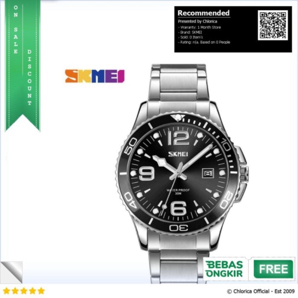 Dijual SKMEI Jam Tangan Analog Pria Strap Stainless Steel - 9278 - Hitam SKMEI Diskon
