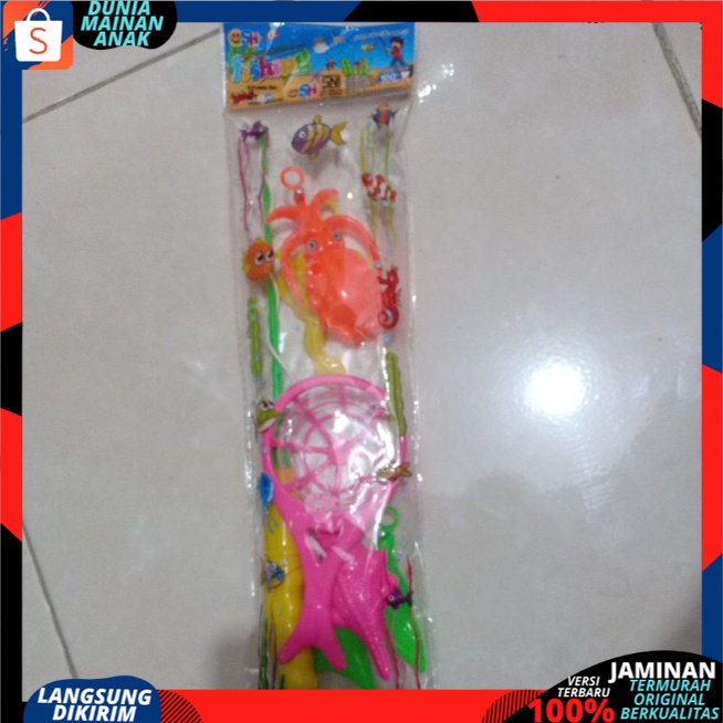 mainan pancing pancingan mancing ikan hewan laut isi 4 ikan &amp; 1 pancing magnet +SEROK- PANCING HEMAT SNI