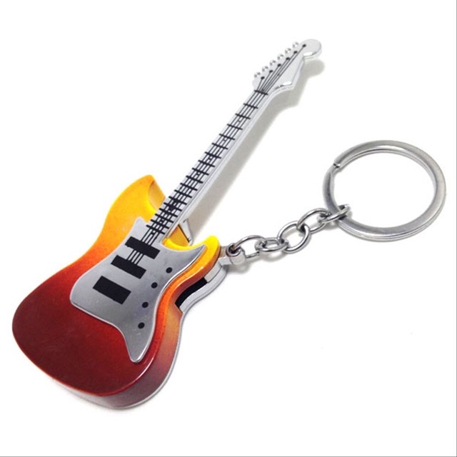 Korek Api Bara Miniatur Gitar/Bass Gantungan Kunci Korek Api Isi Ulang