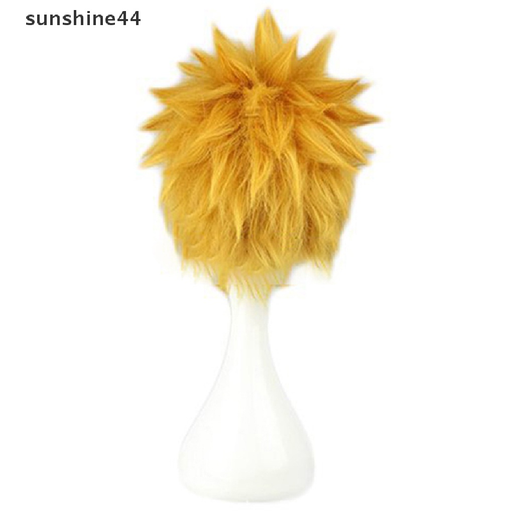 Sunshine Wig / Rambut Palsu Anime Naruto Uzumaki Panjang 30cm / 11.8 &quot;Warna Kuning Untuk Cosplay