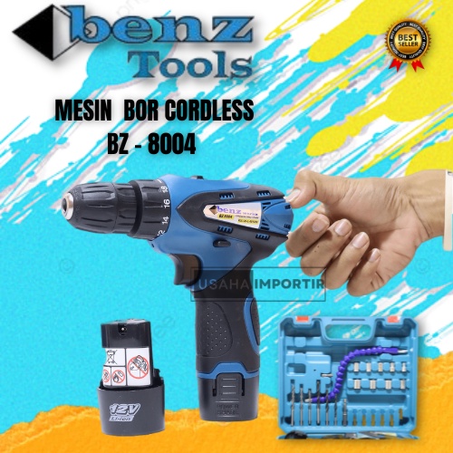 Mesin Bor Cordless BZ-8004 Benz 10mm Original Mesin Bor Baterai Cordless Drill Benz Bor Baterai Mesi