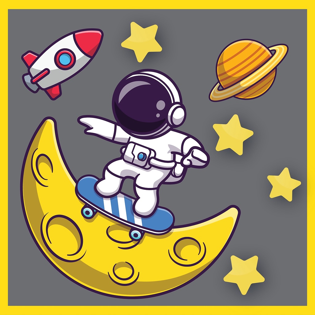 Stiker Dinding Astronot Luar Angkasa Kamar Tidur Lucu Aesthetic Bulu Mata Sweet Dream Hiasan Dinding