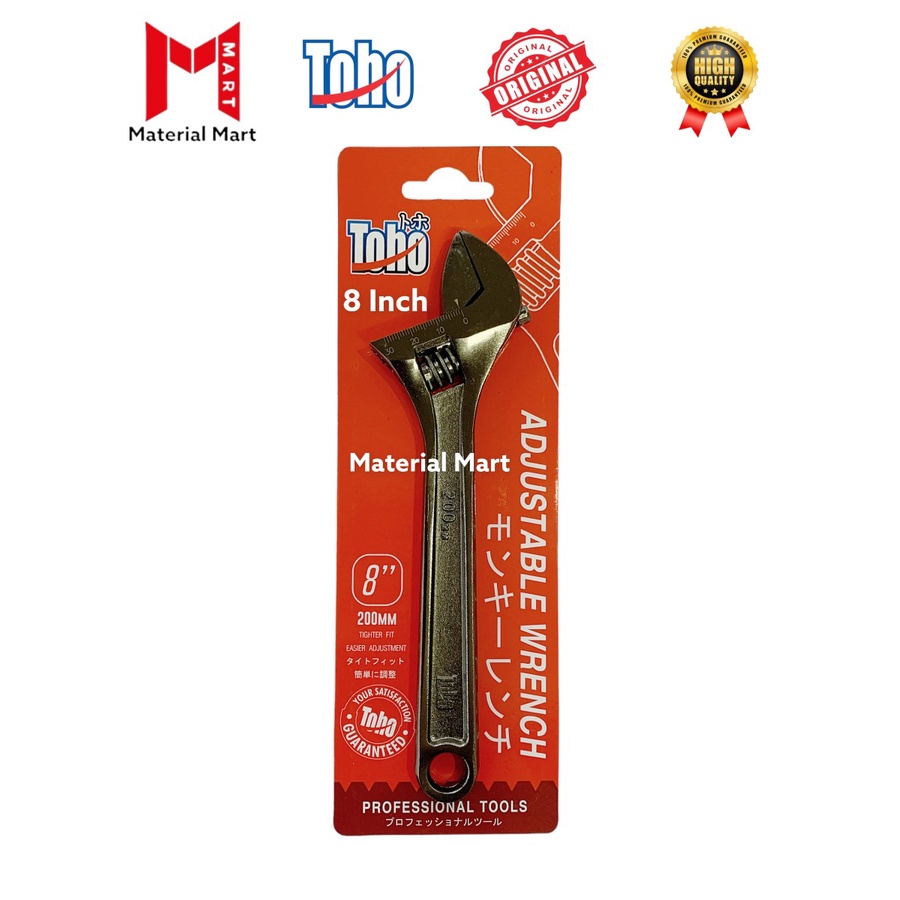 Kunci Inggris Premium 8 inch TOHO | Adjustable Wrench Bago ORI | Material Mart