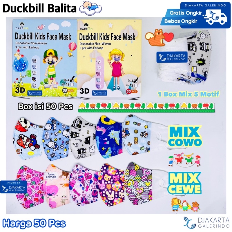 Masker Baby - Masker Balita - Duckbill Bayi - Duckbill Balita 3Ply isi 50Pcs