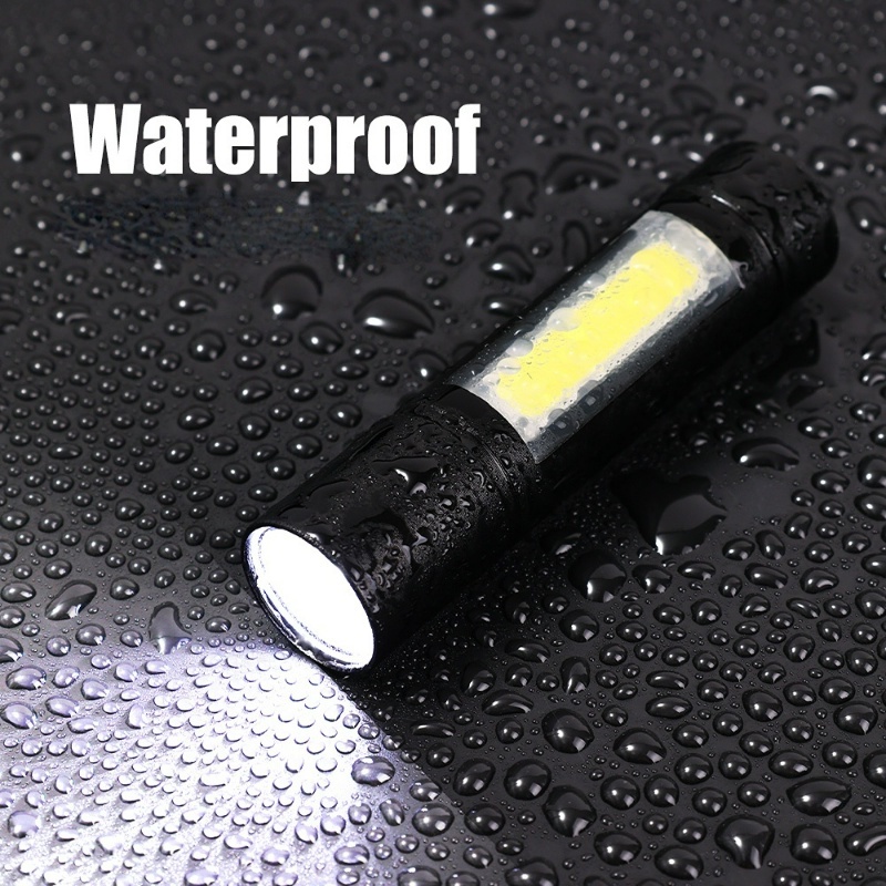 Lampu Senter LED Mini Portable Anti Air Tenaga Baterai Isi Ulang USB Untuk Outdoor / Hiking / Camping