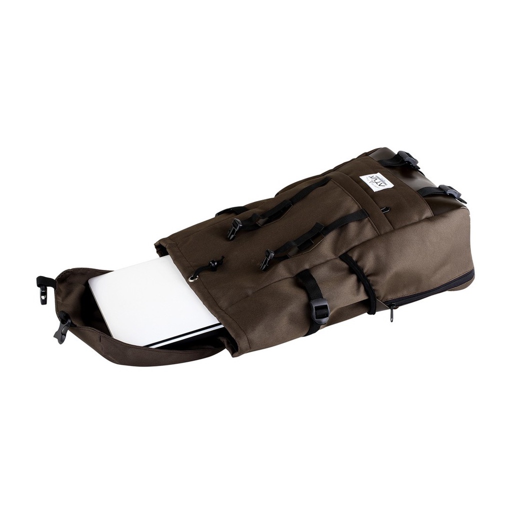 LIDDER BROWN ORIGINAL x ATVA Tas Ransel Casual Coklat Pria Daily Backpack Kuliah Kampus Kerja Kantor Sekolah SMA SMK Remaja Dewasa Tas Punggung Laptop Ukuran Besar 14 Inch Bagpack Distro Premium Outdoor Travel Traveling Bag Keren Terbaru Kekinian Branded