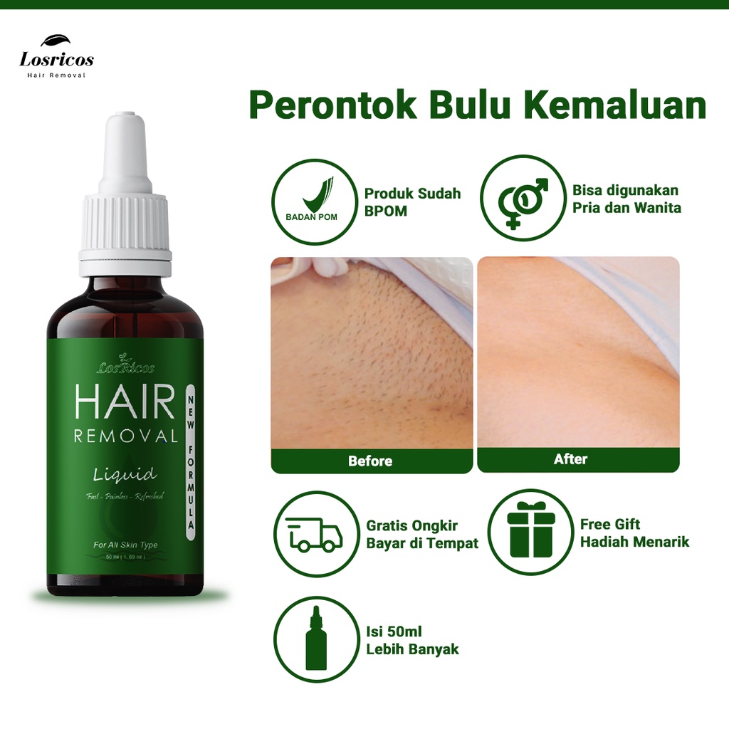 Jual Losricos Perontok Bulu Kemaluan Permanen Bpom Isi 50ml Hair