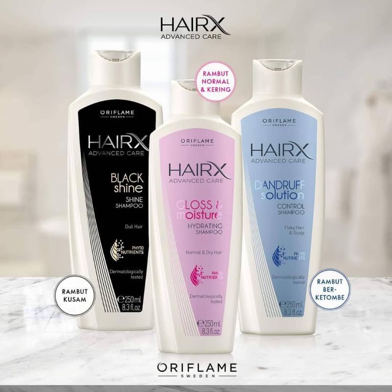 HairX Advanced Care Dandruff Solution Control Shampoo/Gloss&amp;Moisture Hydrating Shampoo/Brilliant Black Shine Shampoo