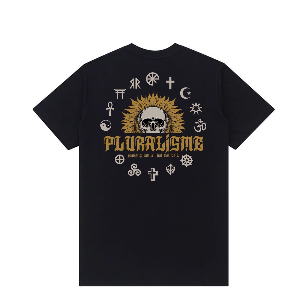 Kaos Pluralisme Toleransi Agama Gusdur Original Distro Black Tees