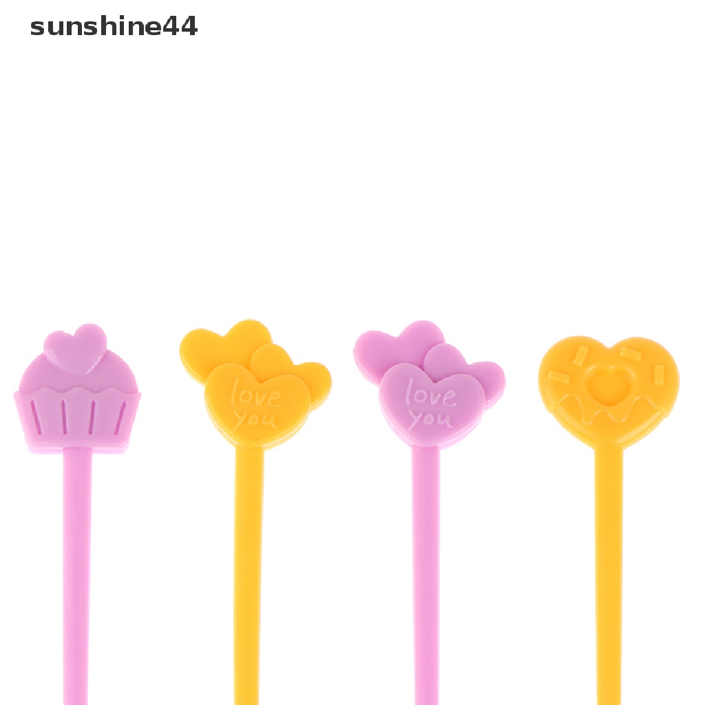 Sunshine 5pcs / 9pcs Garpu Buah / Snack / Dessert Desain Kartun Natal Untuk Anak