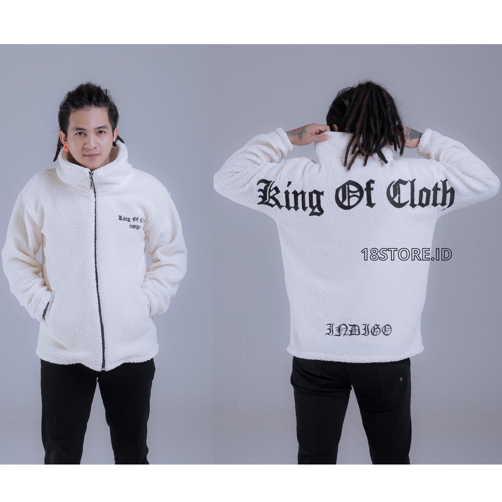 JAKET FLEECE JAKET PRIA JAKET BULU POLAR ADEM DINGIN JAKET SHERPA INDIGO