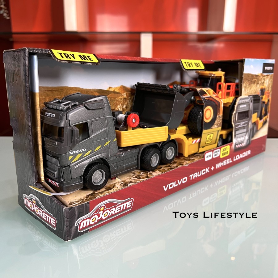 Mobil Besar Majorette Diecast Volvo Truck &amp; Wheel Loader (BUNYI NYALA)