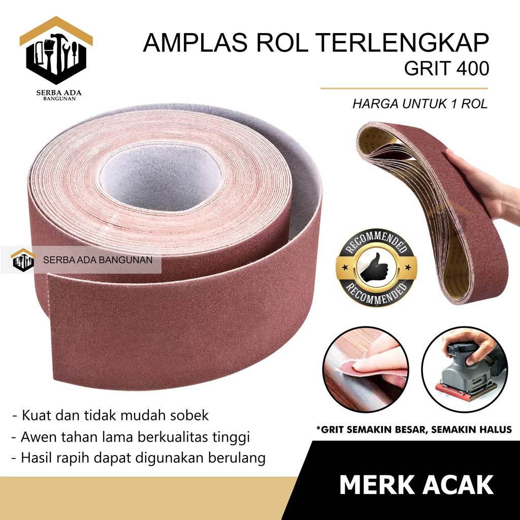 Amplas Meteran Roll Kayu Tembok Ampelas Rol Grit 60.100.120.150.180.240.400 - Harga 1 Roll