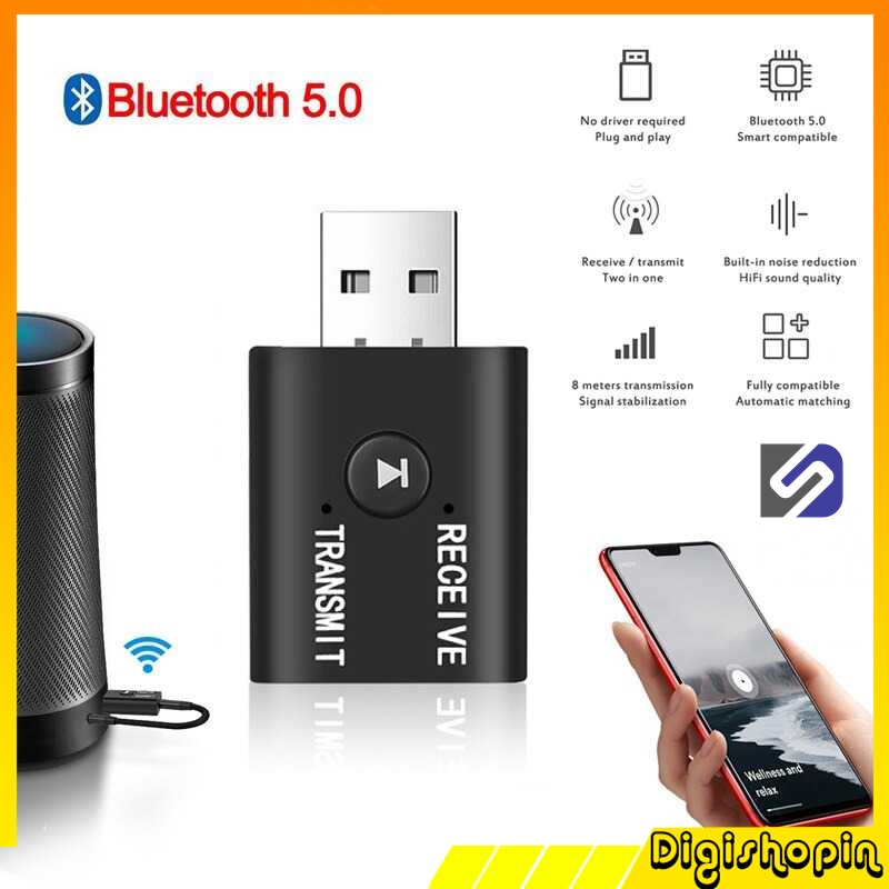 USB Dongle Bluetooth 5.0 Transmitter Receiver USB Audio Pengantar dan Penerima Bluetooth Speaker TV 