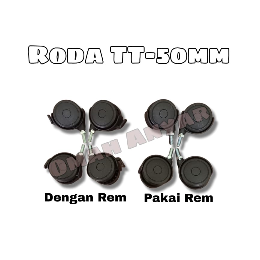 Roda Italy Roda Plastik TT 50 mm Pakai Rem Tanpa Rem 1 Set Isi 4 pcs
