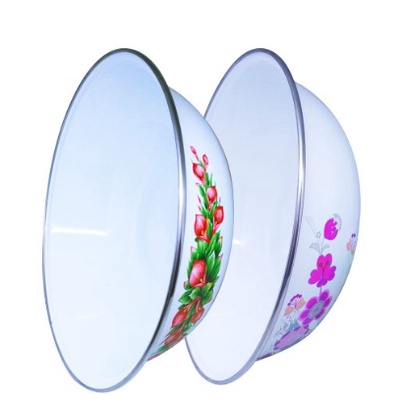 BASKOM MOTIF BUNGA / BASKOM MOTIF / WADAH SAJI / WADAH SAJI MAKANAN / PORCELINE ENAMEL 33 CM / BASKO