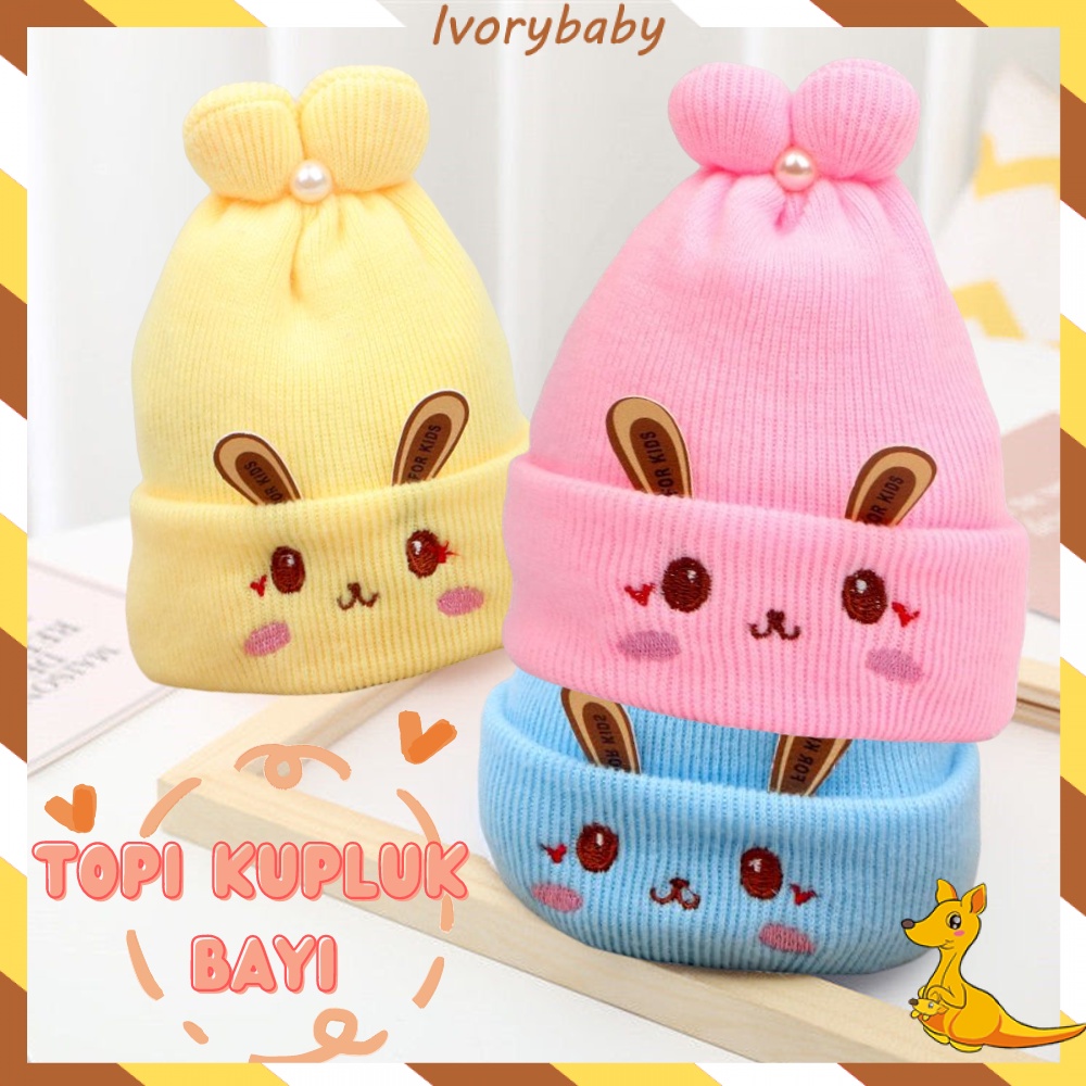 Ivorybaby Topi kupluk bayi anak kids hat Kupluk bayi rajut motif kelinci