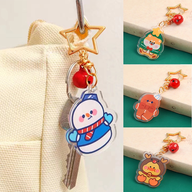 Gantungan Kunci Desain Kartun Kelinci Snowman Bahan Akrilik Anti Hilang Untuk Aksesoris Tas