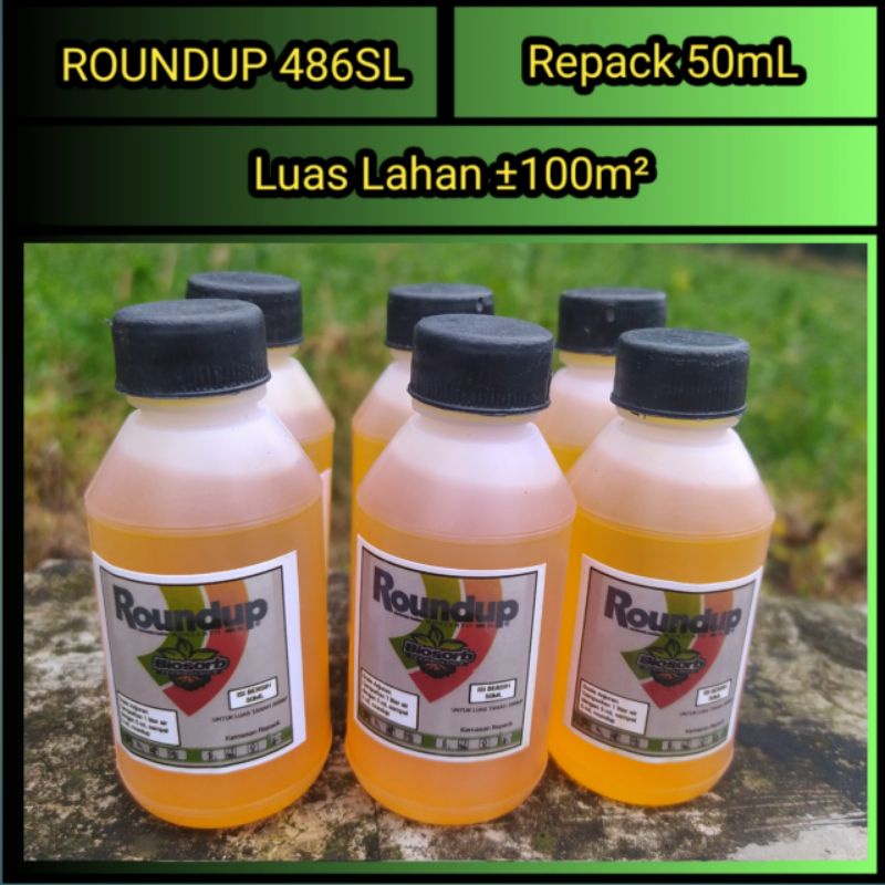Roundup ±50mL pembasmi rumput liar sampai akarnya. obat bekerja secara sistemik. racun rumput yang s