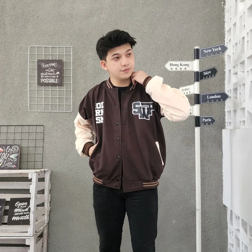 JACKET SWAP BASEBALL XXL OVERSIZE UNISEX BIGSIZE BAHAN FLEECE