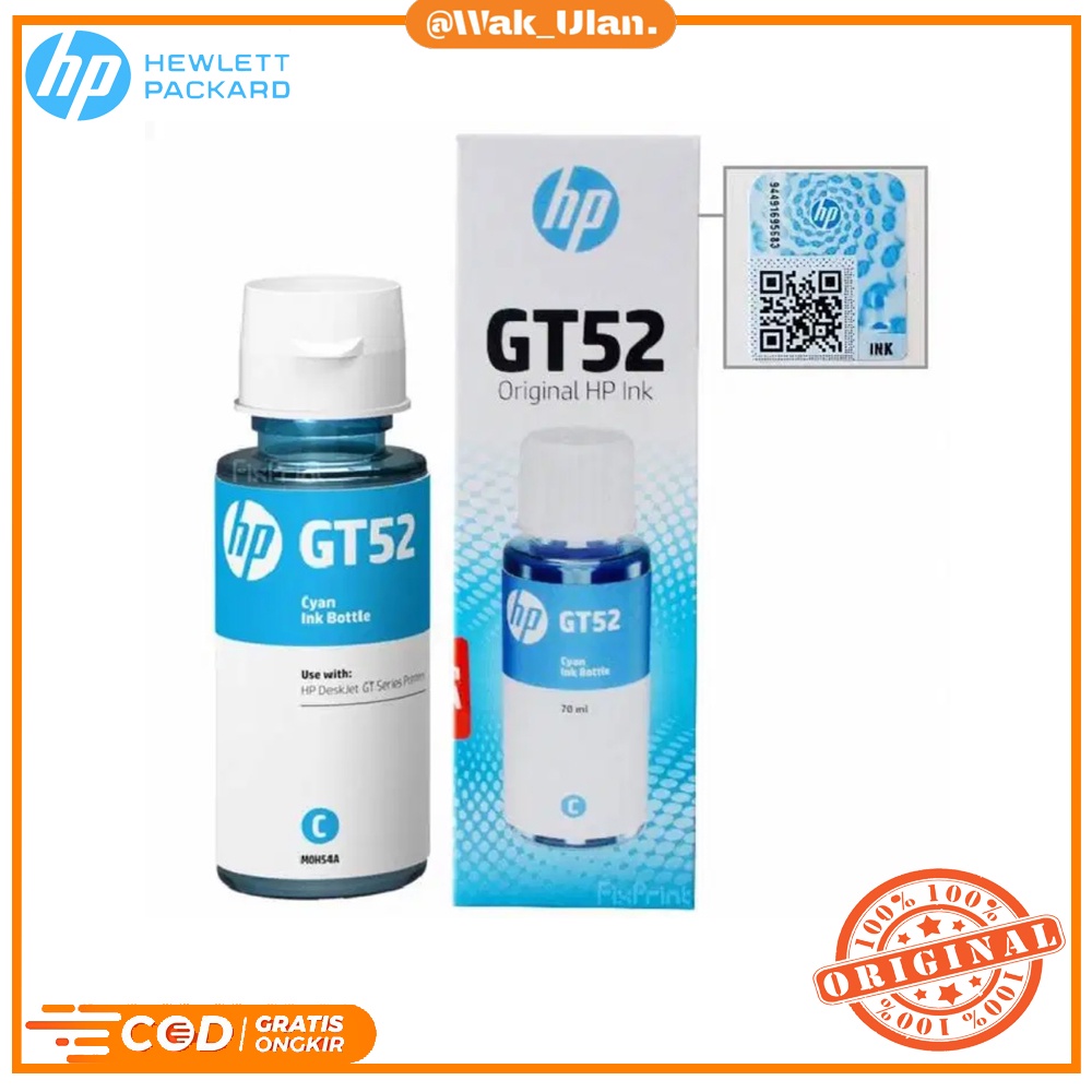 HP M0H54A Tinta ink Refill GT52 GT 52 GT-52 Cyan Biru Printer INK Tank 615 115 315 415 319 419