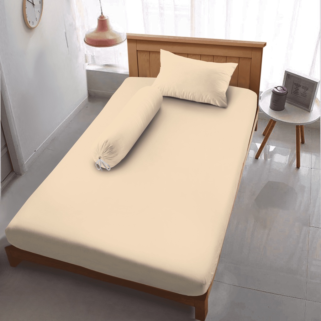 Kintakun Sprei Flat 100/120 Butter Cream Warna Polos Dluxe Microtex 20cm