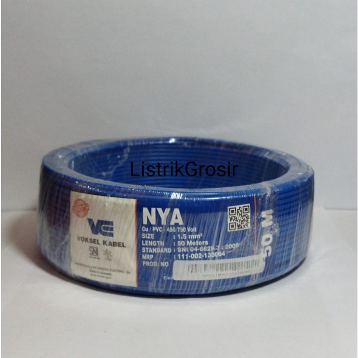 Voksel Kabel Nya 1,5Mm 50M Voksel Tembaga Murni Standar Pln Sni Lmk Cod