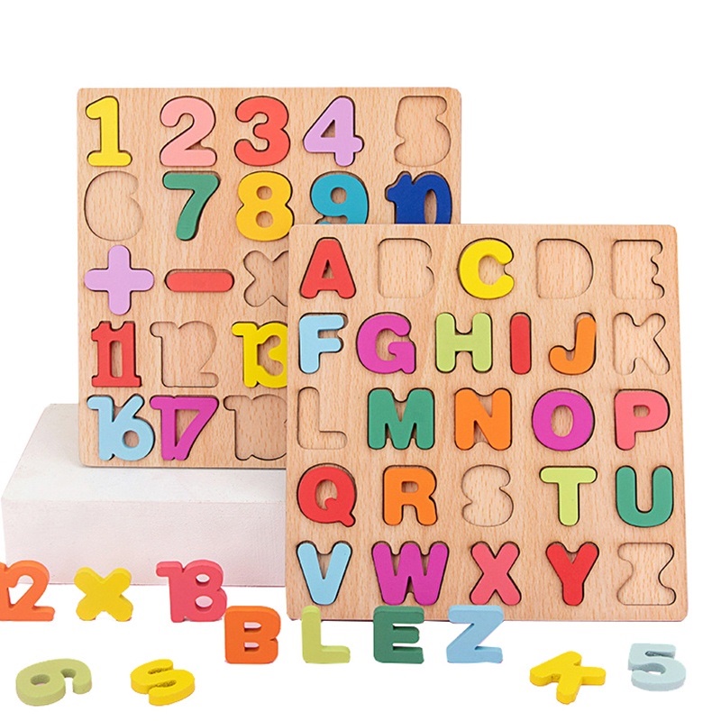 Chunk Puzzle Pazel Pazle Pusel Puzle Puzel 3D Huruf Angka Bentuk / Mainan Edukasi Anak Perempuan Laki-laki