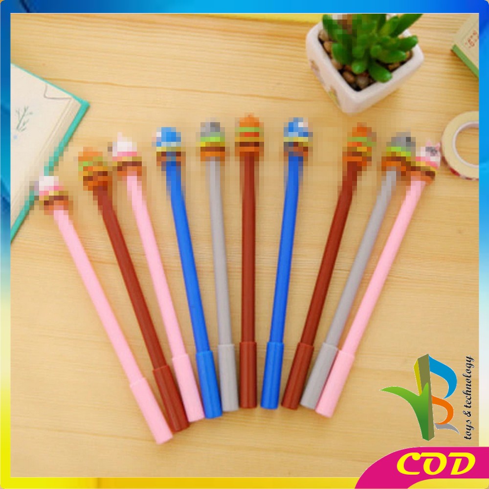 RB-A7 Pena Hamburger Cartoon/Pulpen Burger Unik/Pen Burger Kartun Line Stationary