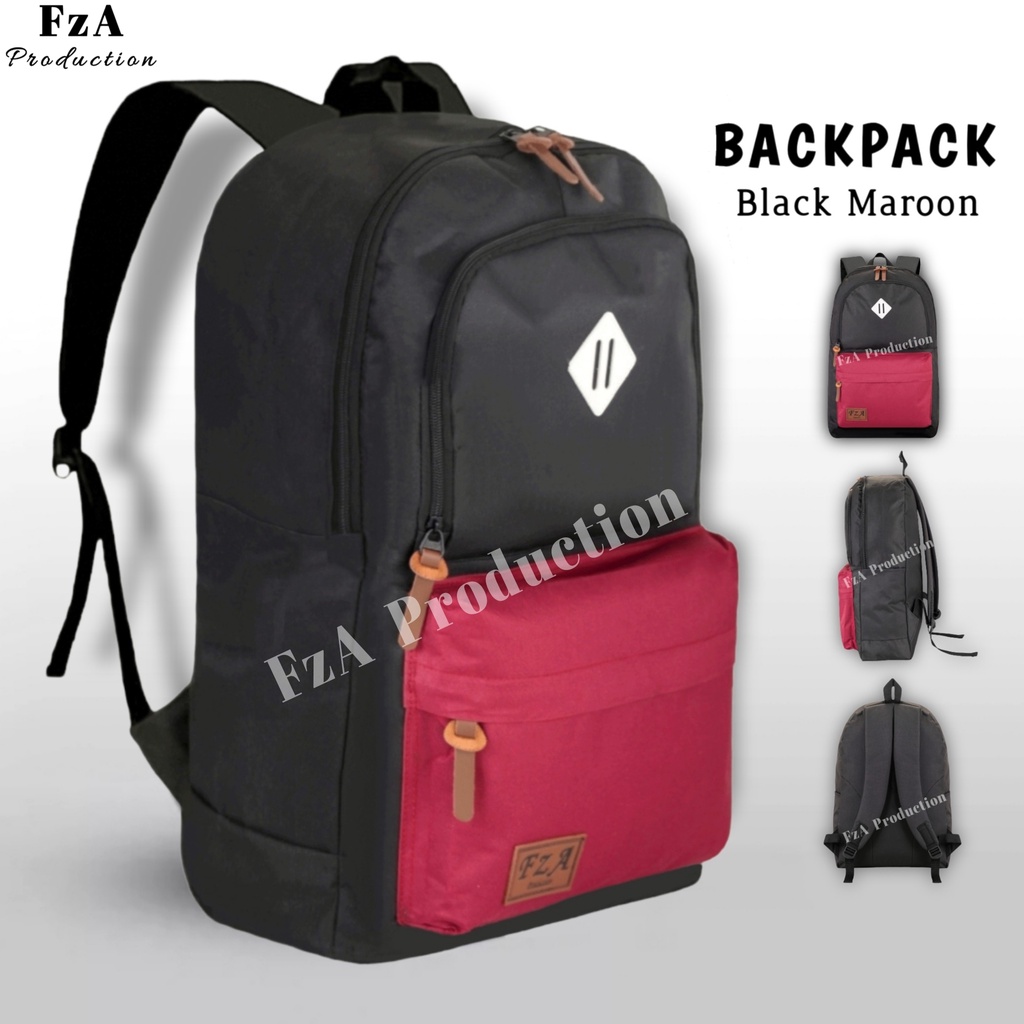 FzA Official - Big Promo..Tas Ransel Distro sekolah kuliah Kerja Tas Pria Wanita Bacpack Tas Ransel Laptop Original - Black Maron