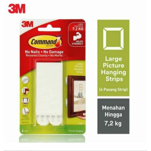 

3M Hanging Strips Tape Lem Lukisan Gantung 17206-4 Kapasitas 7.2 kg