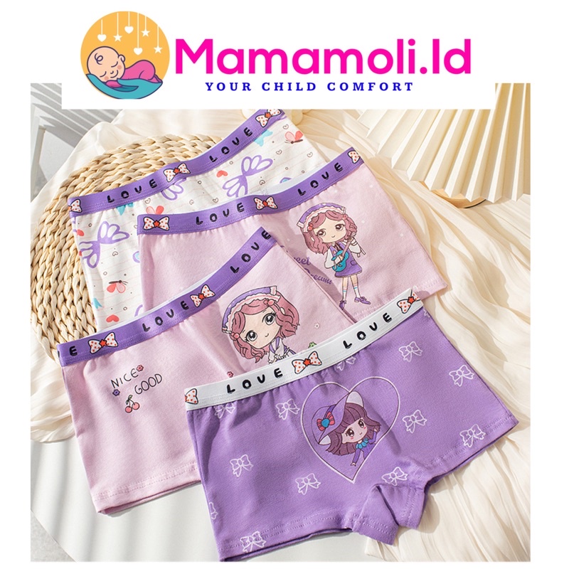 Celana Dalam Anak 4 in 1 ( 4 pcs / Bungkus ) 1 - 14 Tahun Boxer Segi Empat / Kolor Anak / Sempak Anak / CD anak Perempuan / Pakaian Dalam Anak/ Kids Underwear / Girl Underwear