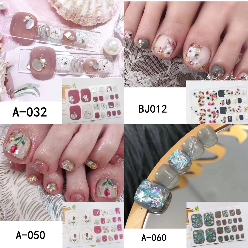 1SET STIKER NAILART KUKU KAKI MOTIF CANTIK GAYA JEPANG  STICKER FEET TOE MOTIF 3D BEST SELLER