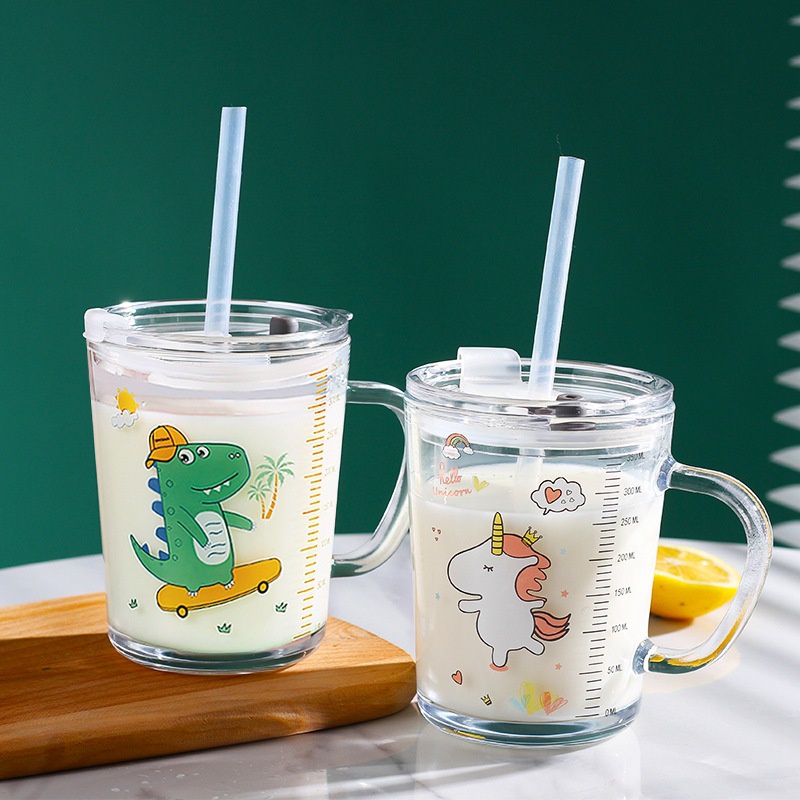 Alibaba1688 Gelas Minum Anak Motif Karakter Animal Gratis Sedotan 400ml
