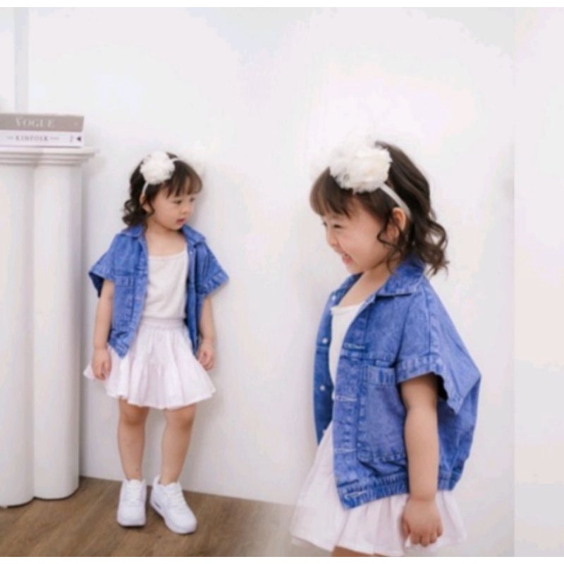 OUTER ANAK PEREMPUAN MOTIF // JAKET JEANS ANAK LENGAN PENDEK