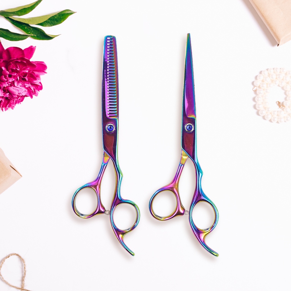 Gunting Rambut Salon Hairdressing Scissors Stainless Steel 2PCS - M132593 - 7RHA4UMC Multi-Color