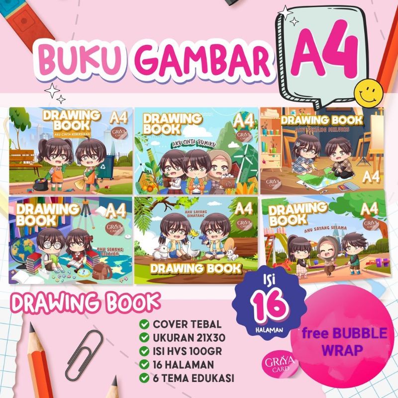 

BUKU GAMBAR A4 TEMA EDUKASI ANAK | BUKU SKETSA | BUKU MENGGAMBAR ANAK | DRAWING BOOK | SKETCHBOOK