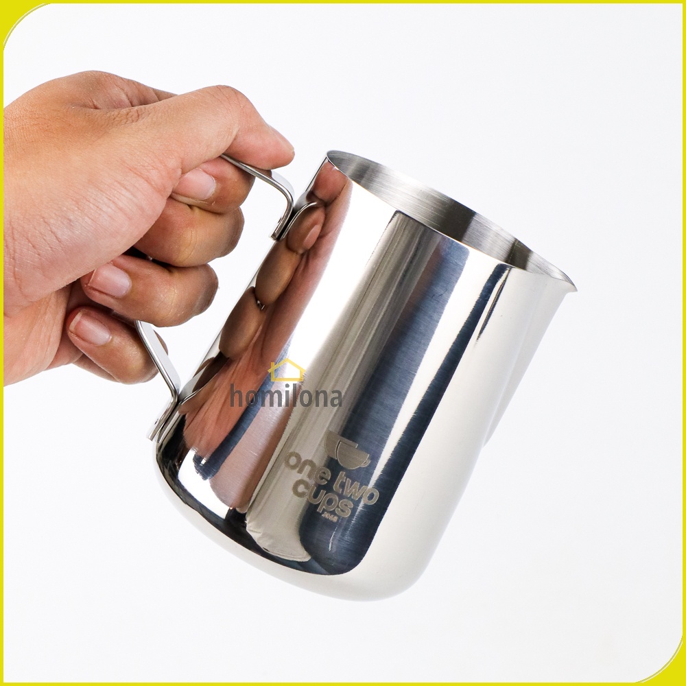 Gelas Milk Jug Kopi Espresso Latte Art Stainless Steel 600ml atau 900ml One Two Cups J068 Silver