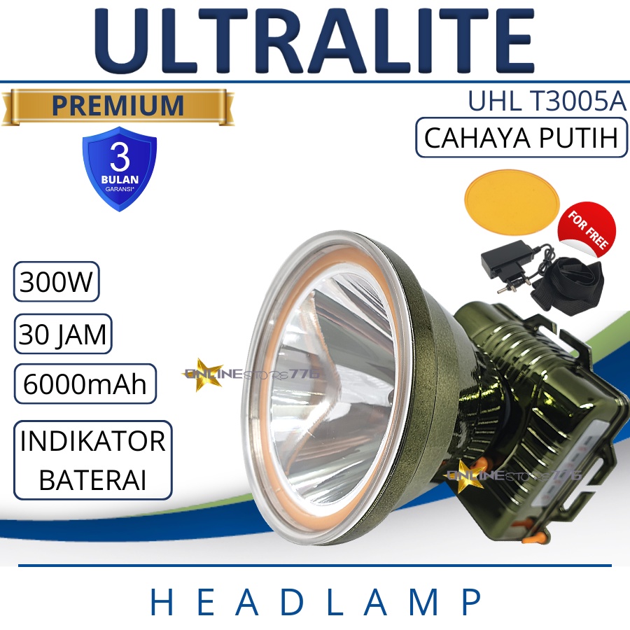 SENTER KEPALA ULTRALITE / SENTER KEPALA PREMIUM BERKUALITAS / SENTER KEPALA CAS ULANG / SENTER KEPALA BATERAI