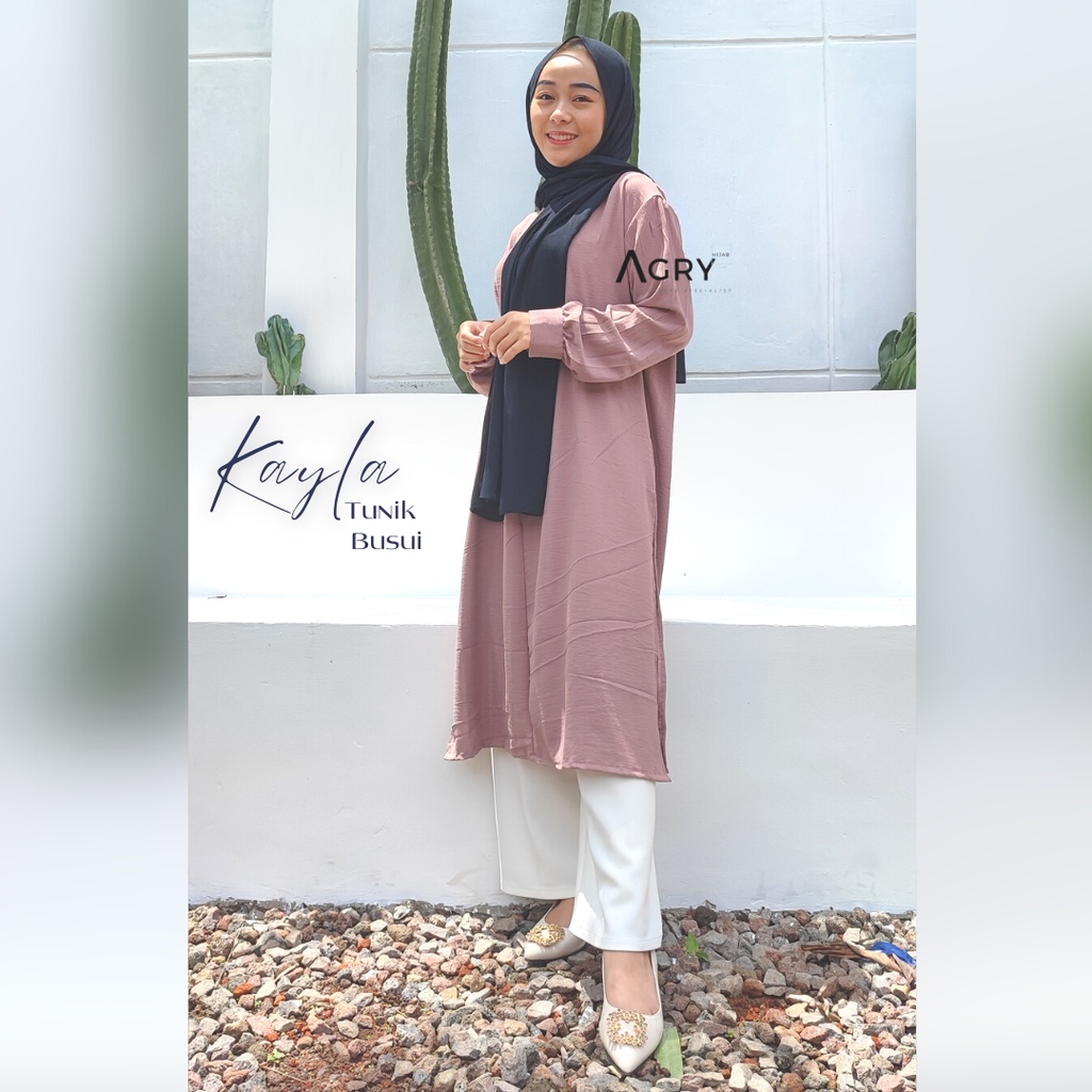 ᴀɢʀʏ Kayla Tunik | Long Tunik Crinkle Airflow