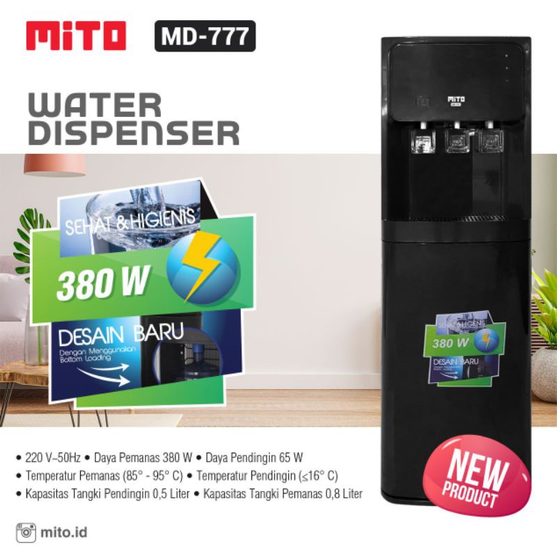 DISPENSER MITO MD 666 777 MD666 MD777  GALON BAWAH 3IN1 HOT NORMAL COOL 3 KRAN KERAN