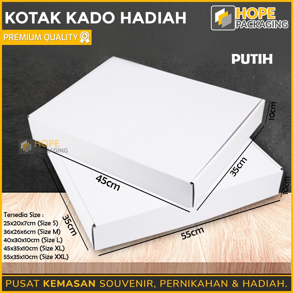 Kotak Kado Hadiah Putih Polos / Dus Polos / Kardus Hampers / Box Baju