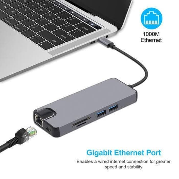 Type C To LAN Gigabit HDMI VGA USB 3.0 8 in1